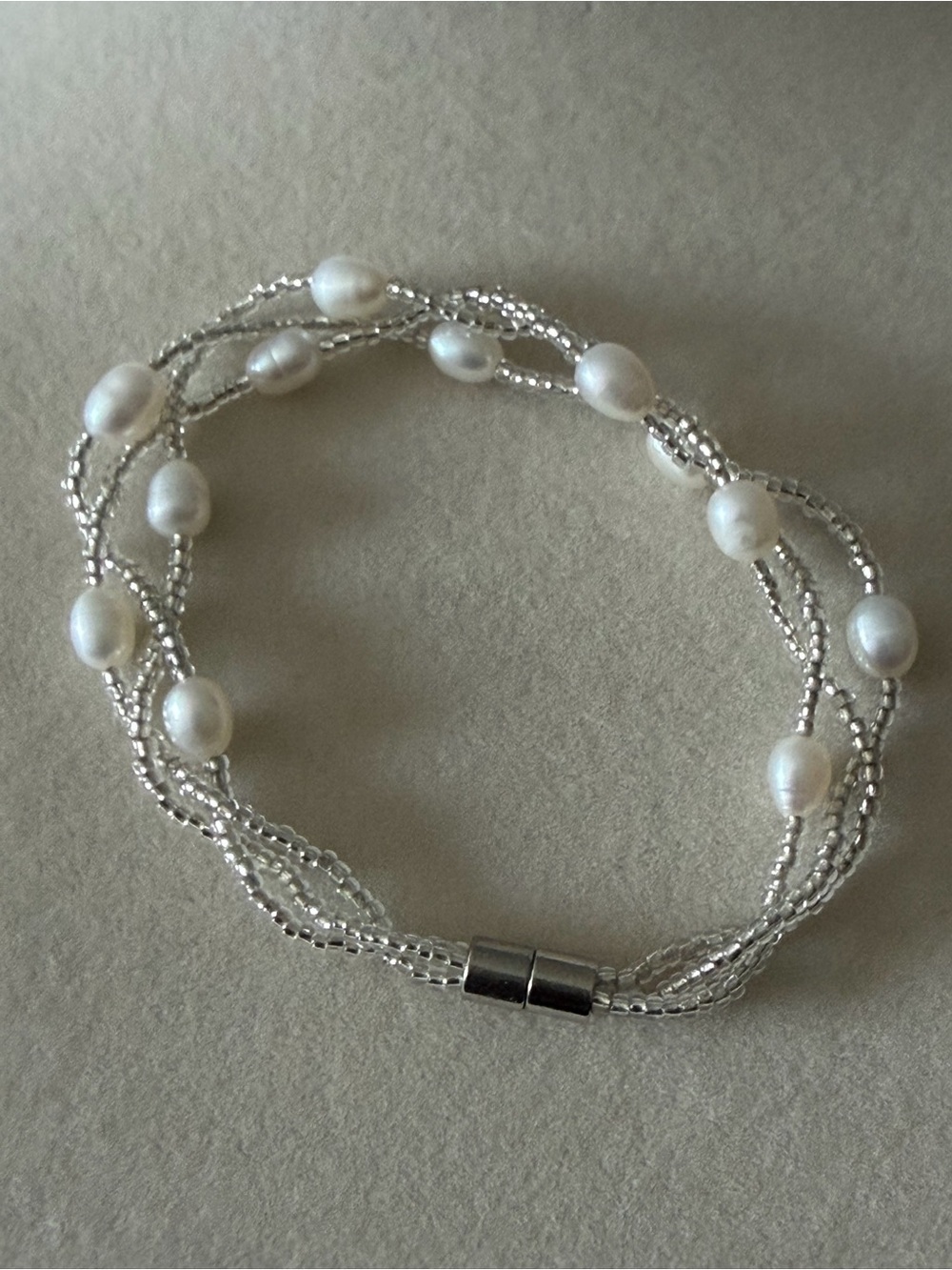Freshwater Pearl & Silver Bead Multi-Strand Bracelet